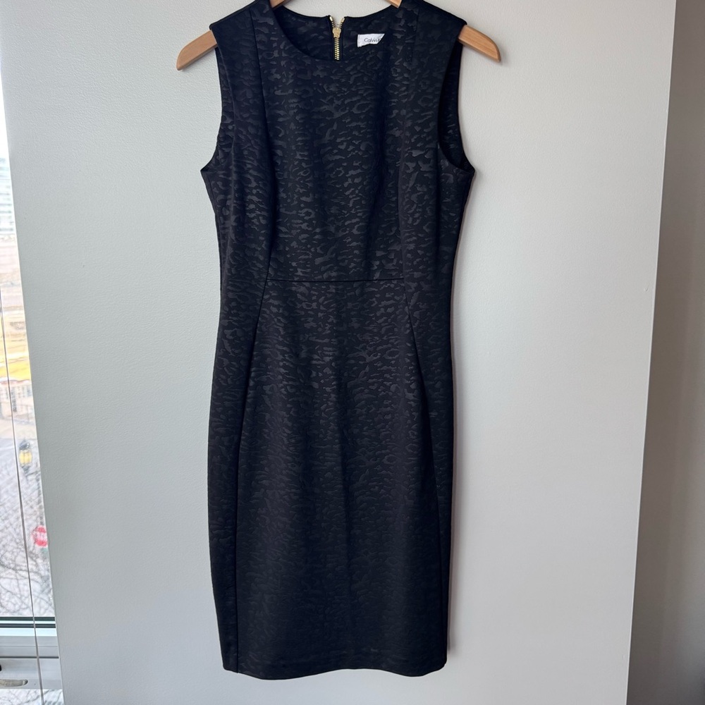 Calvin Klein Black Leopard Shift Dress Size 4